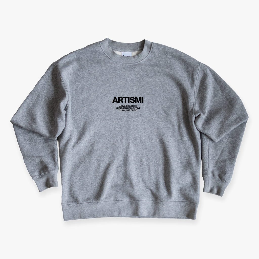 "Artismi" collegepaita – Harmaa+Musta