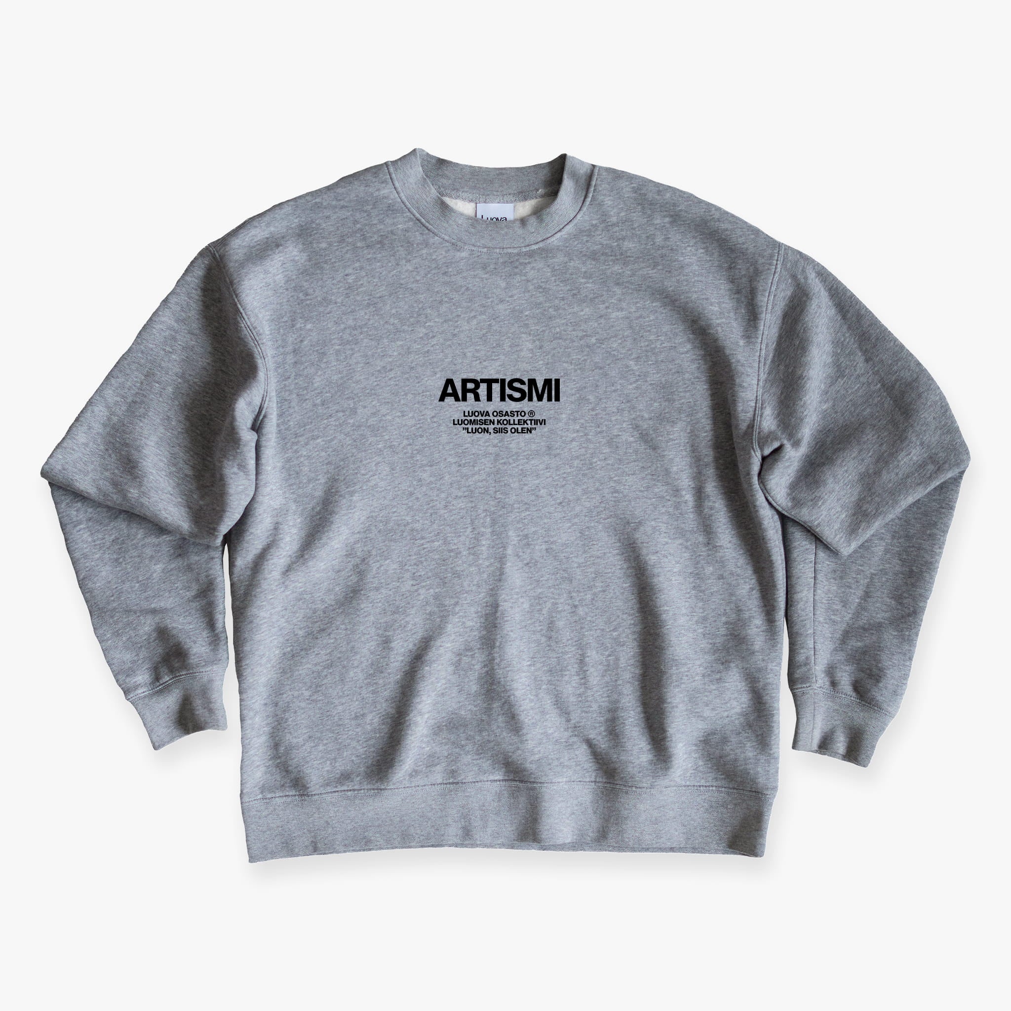 "Artismi" collegepaita – Harmaa+Musta