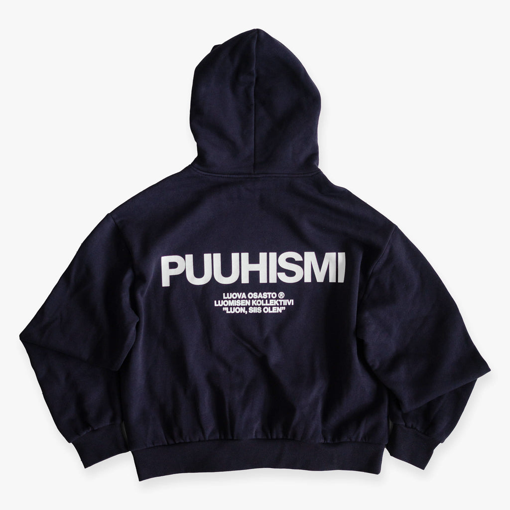 "Puuhismi" huppari – Sininen+Valkoinen