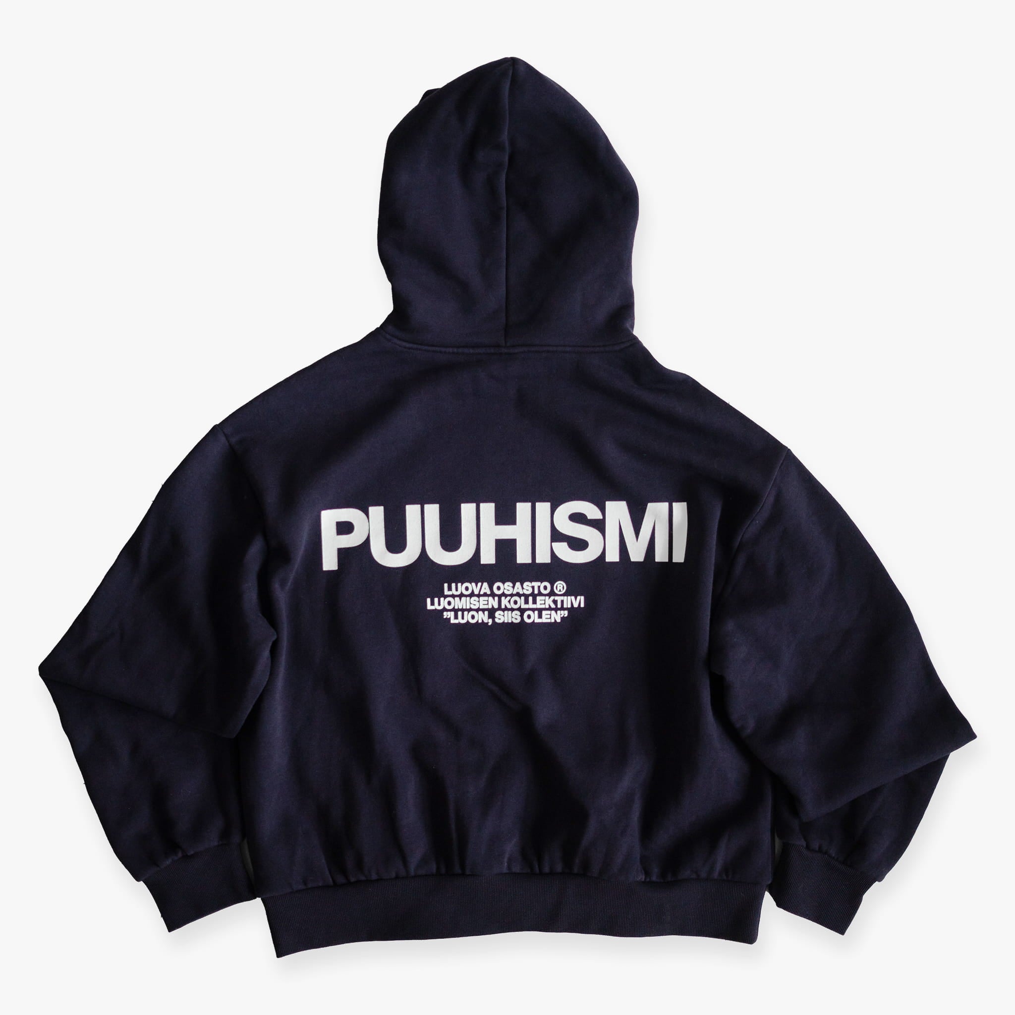 "Puuhismi" huppari – Sininen+Valkoinen