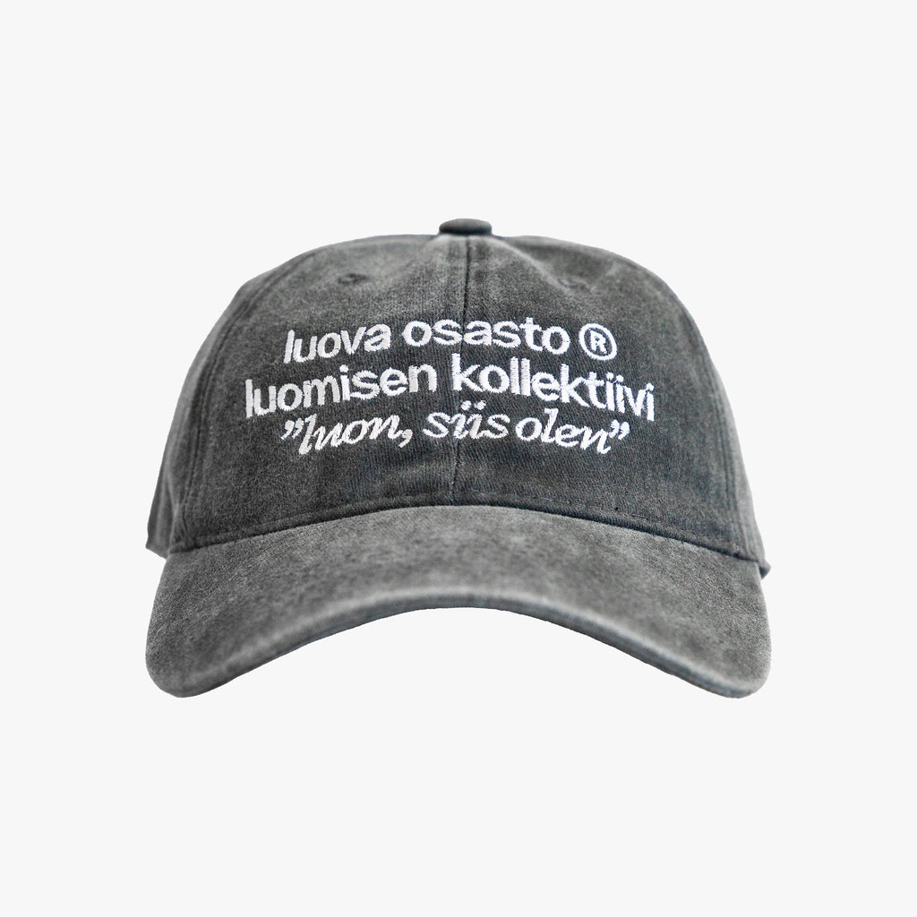 "Luova Osasto" lippis – Tekstimassa – Harmaa