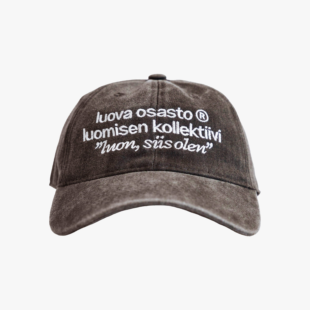 "Luova Osasto" lippis – Tekstimassa – Ruskea