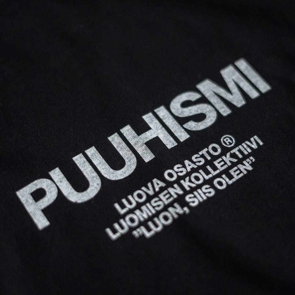"Puuhismi" t-paita – Musta+Valkoinen