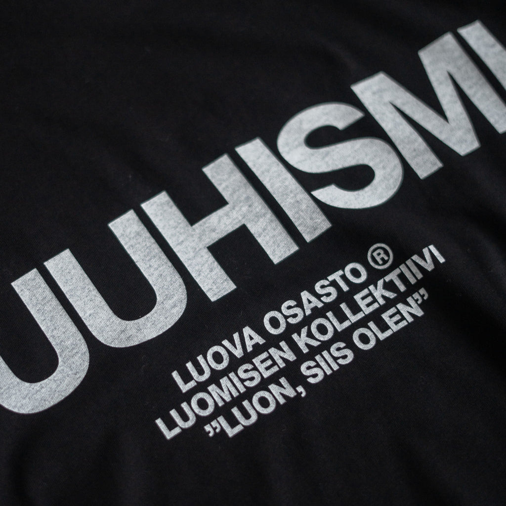 "Puuhismi" t-paita – Musta+Valkoinen